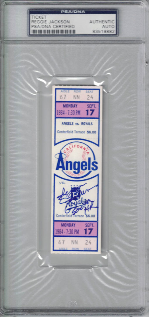 Reggie Jackson Autographed California Angels Ticket 500th HR PSA Slab 24403