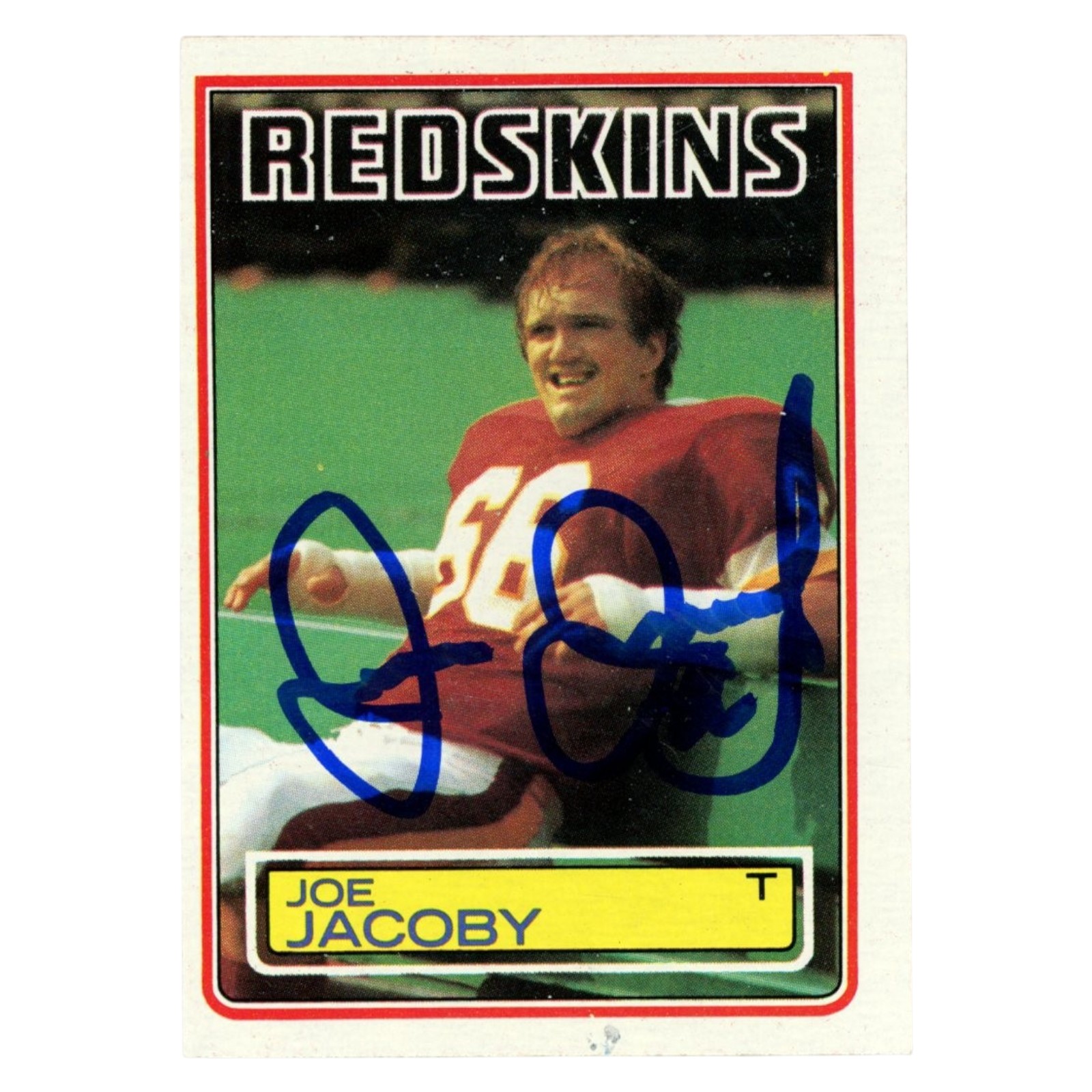 Joe Jacoby Autographed Washington Redskins Trading Card Beckett Witness 54716