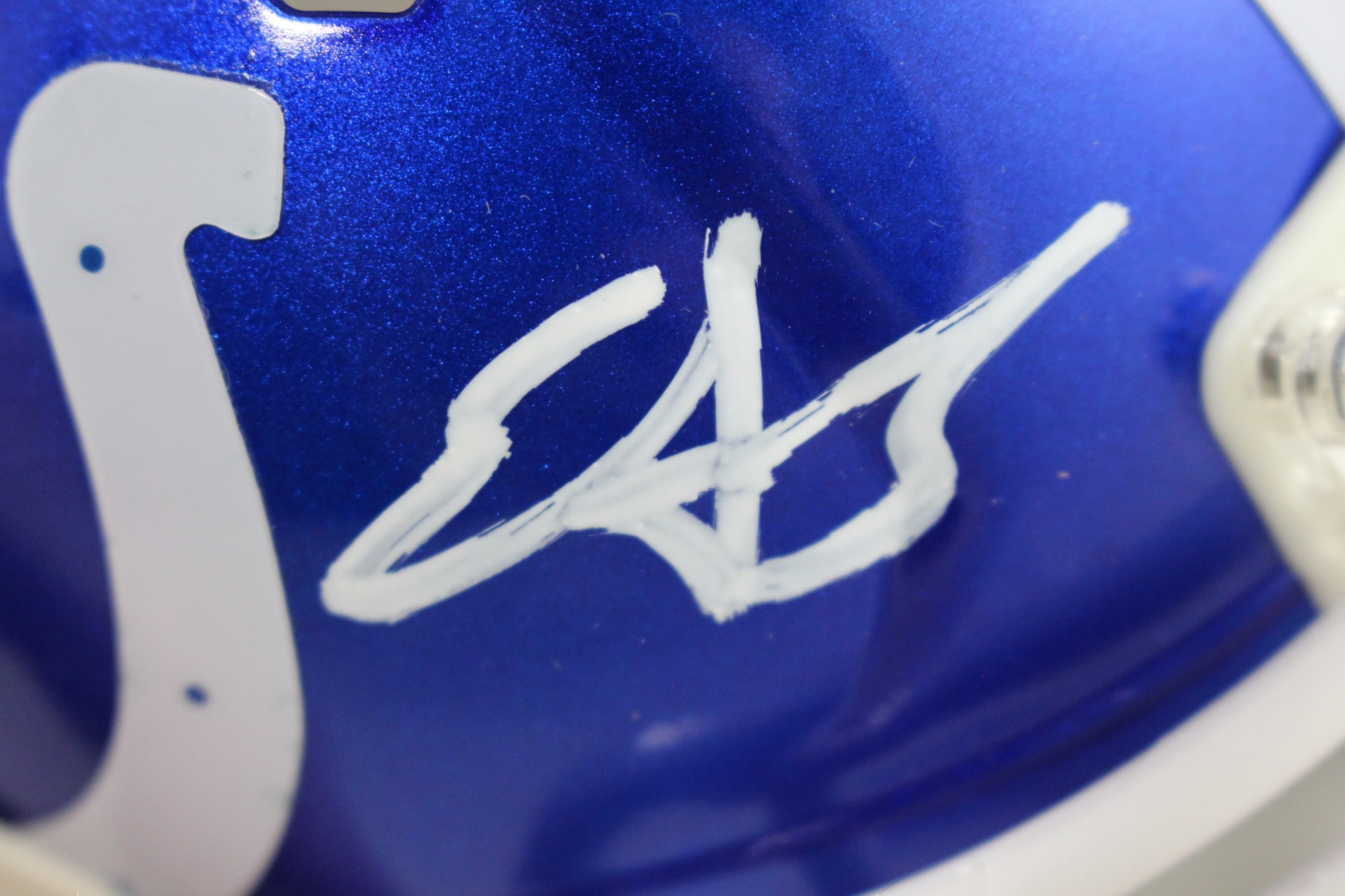 Edgerrin James Autographed Indianapolis Colts Flash Mini Helmet Beckett W 54755