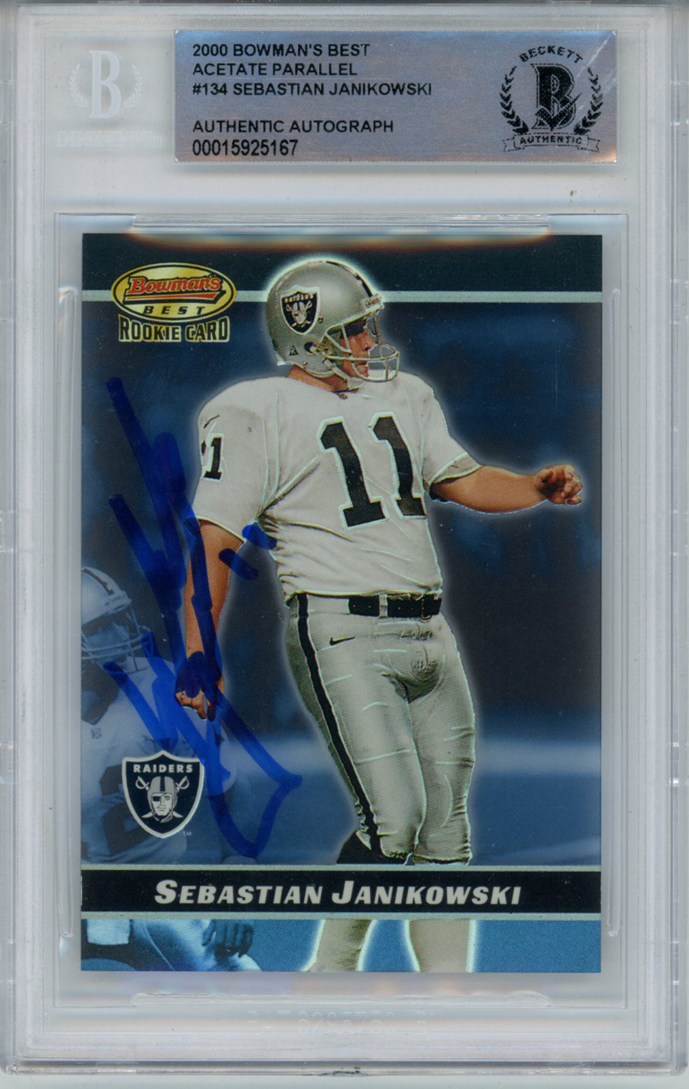 Sebastian Janikowski Signed 2000 Bowmans Best #134 Rookie Card BAS