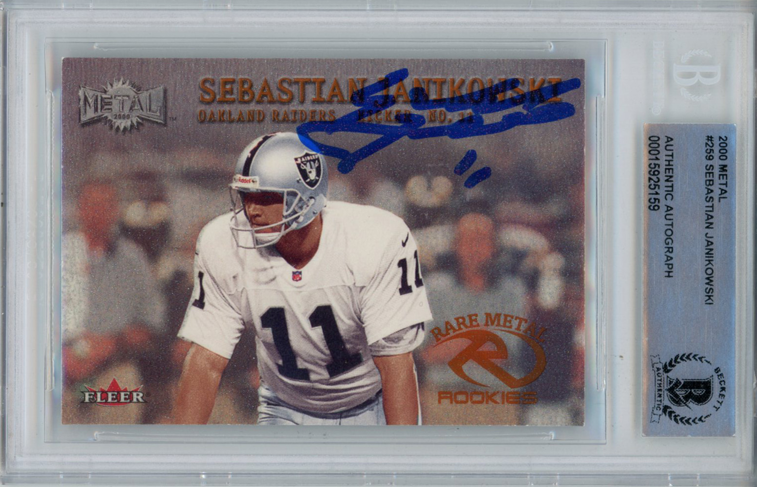 Sebastian Janikowski Signed 2000 Fleer Metal #259 Rookie Card BAS