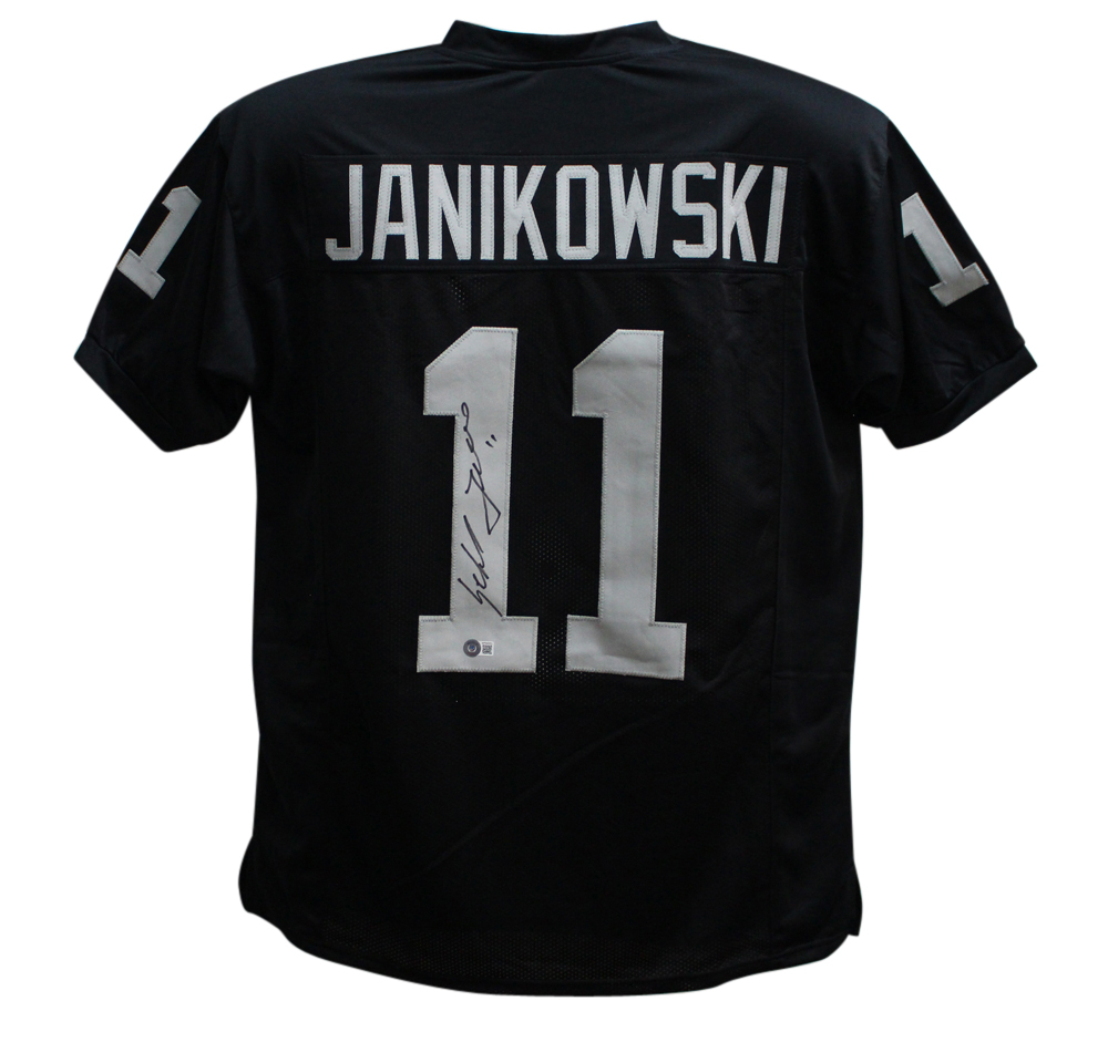 Sebastian Janikowski Autographed/Signed Pro Style Black XL Jersey BAS