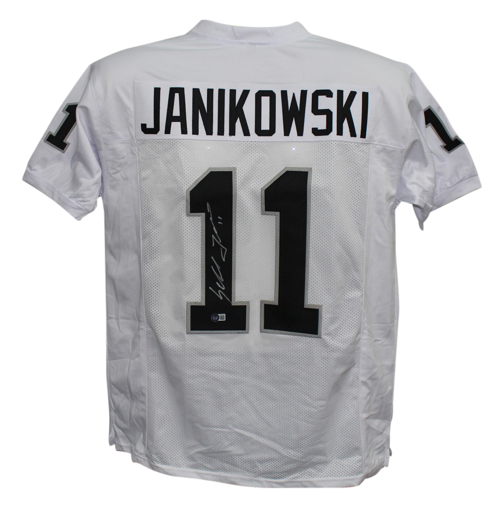 Sebastian Janikowski Autographed/Signed Pro Style White XL Jersey BAS