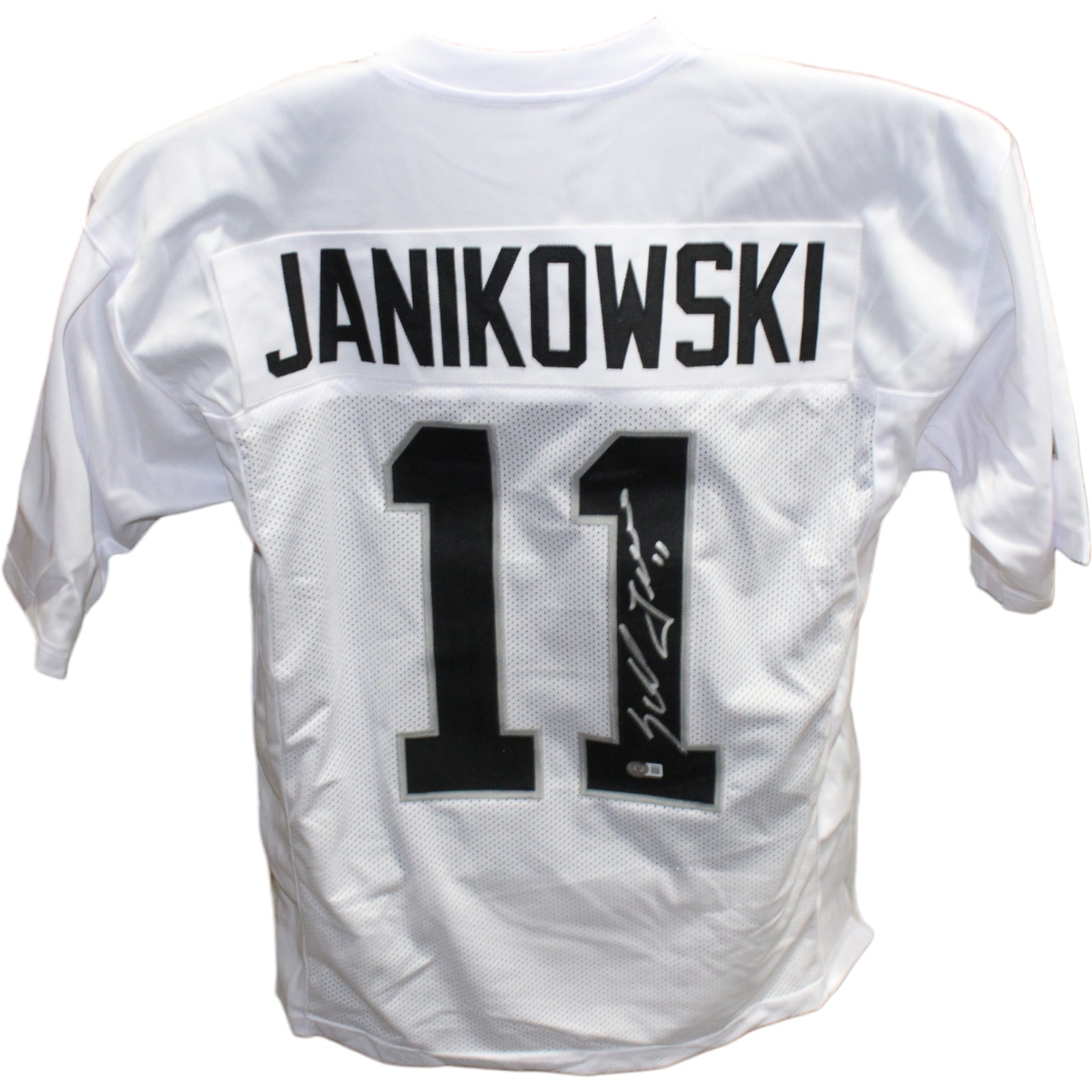 Sebastian Janikowski Autographed/Signed Pro Style Jersey White Beckett
