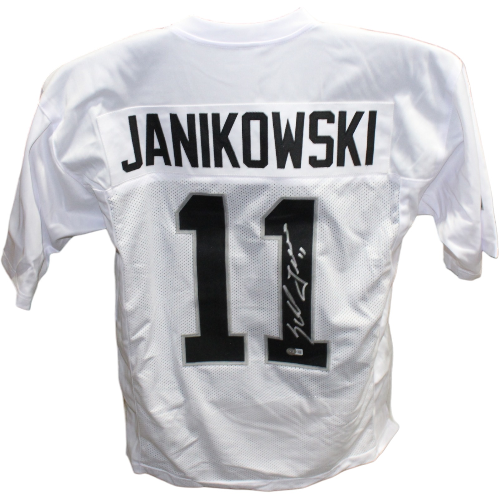 Sebastian Janikowski Autographed/Signed Pro Style Jersey White Beckett 