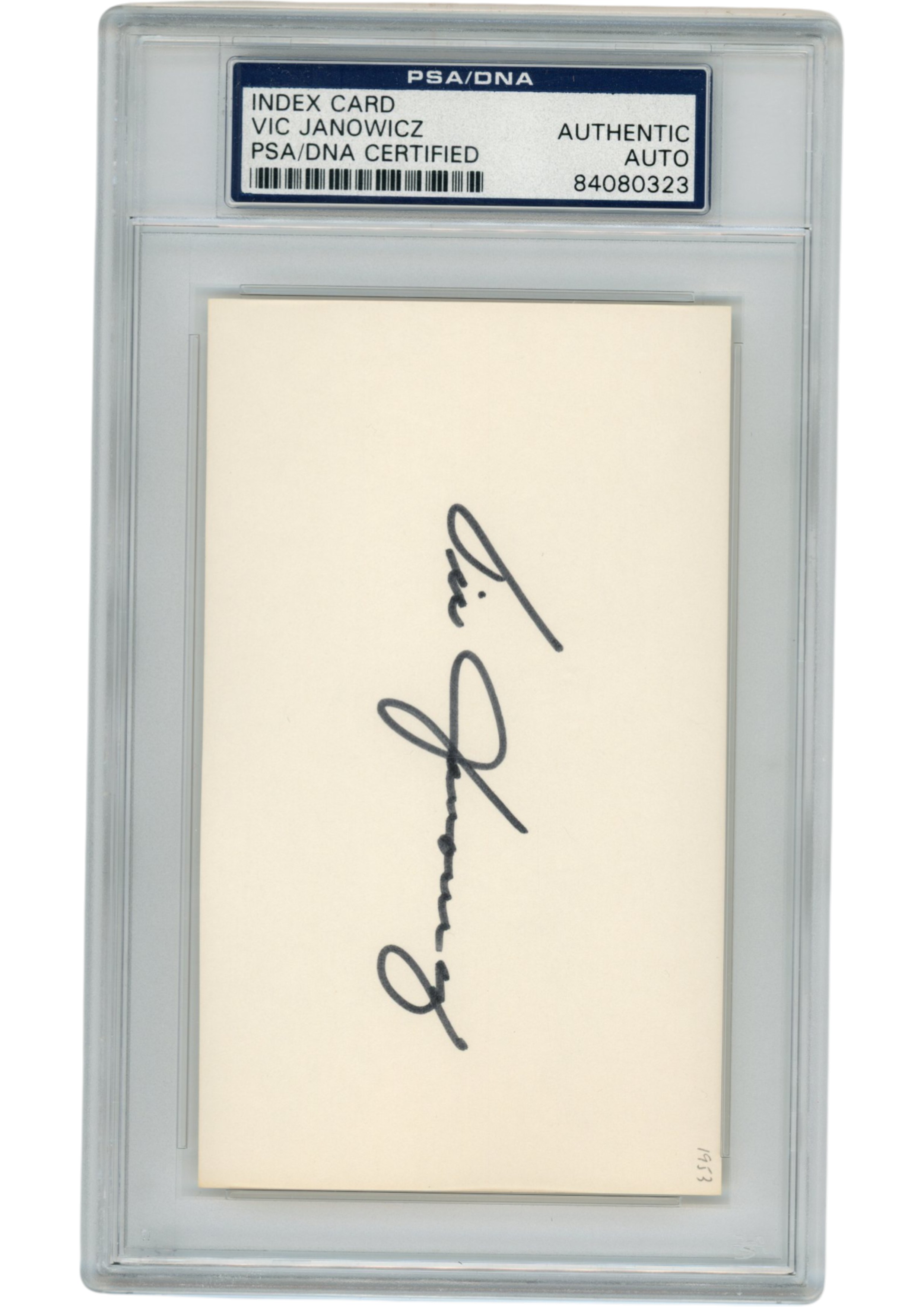 Vic Janowicz Autographed/Signed Ohio State Buckeyes Index Card Slabbed PSA 54927