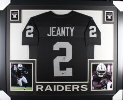 Ashton Jeanty Autographed Pro Style Black XL Framed Jersey 35x43 Beckett 53750