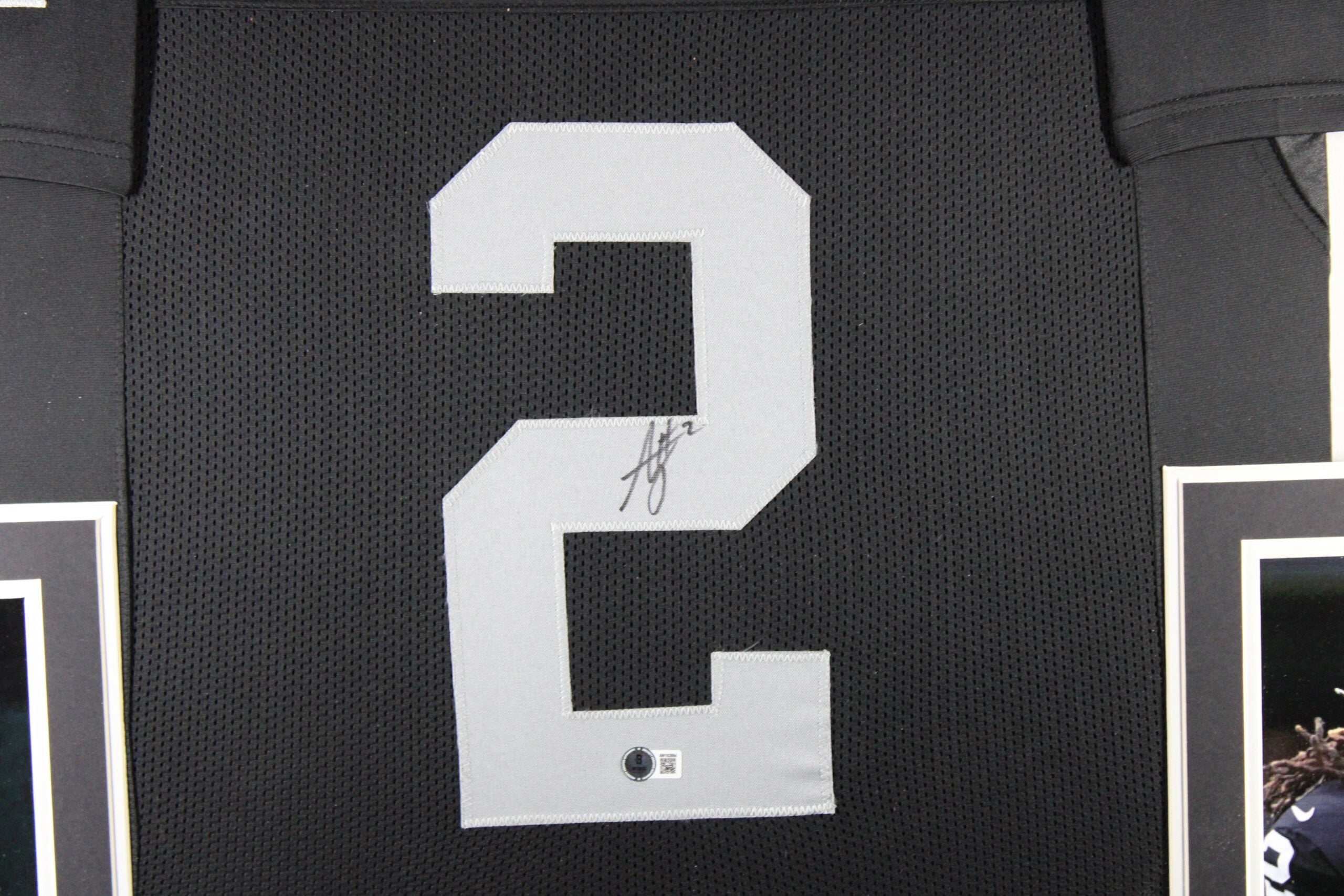 Aston Jeanty Signed Las Vegas Raiders Framed Jersey Black #2 Beckett WIT 58644 2 Aston Jeanty Signed Las Vegas Raiders Framed Jersey Black #2 Beckett WIT 58644
