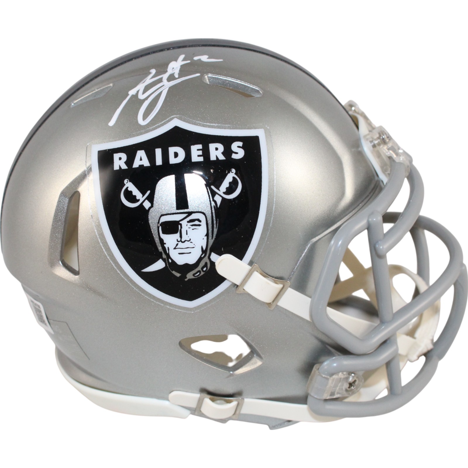 Ashton Jeanty Autographed Las Vegas Raiders Mini Helmet Flash Beckett Witness 51004