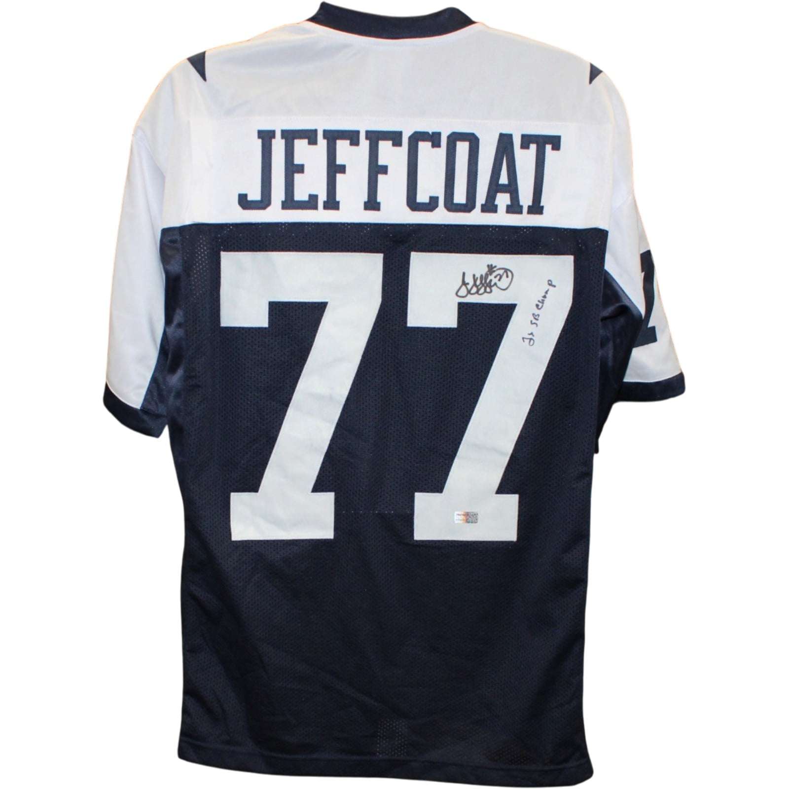 Jim Jeffcoat Autographed/Signed Pro Style Jersey Blue Size XL 2x SB TRI 58754