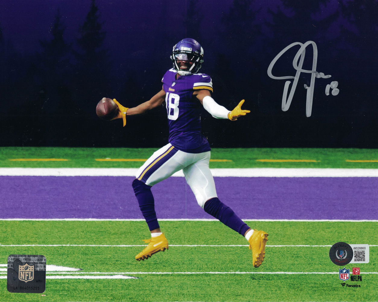 Justin Jefferson Autographed/Signed Minnesota Vikings 8×10 Photo Beckett Denver Autographs