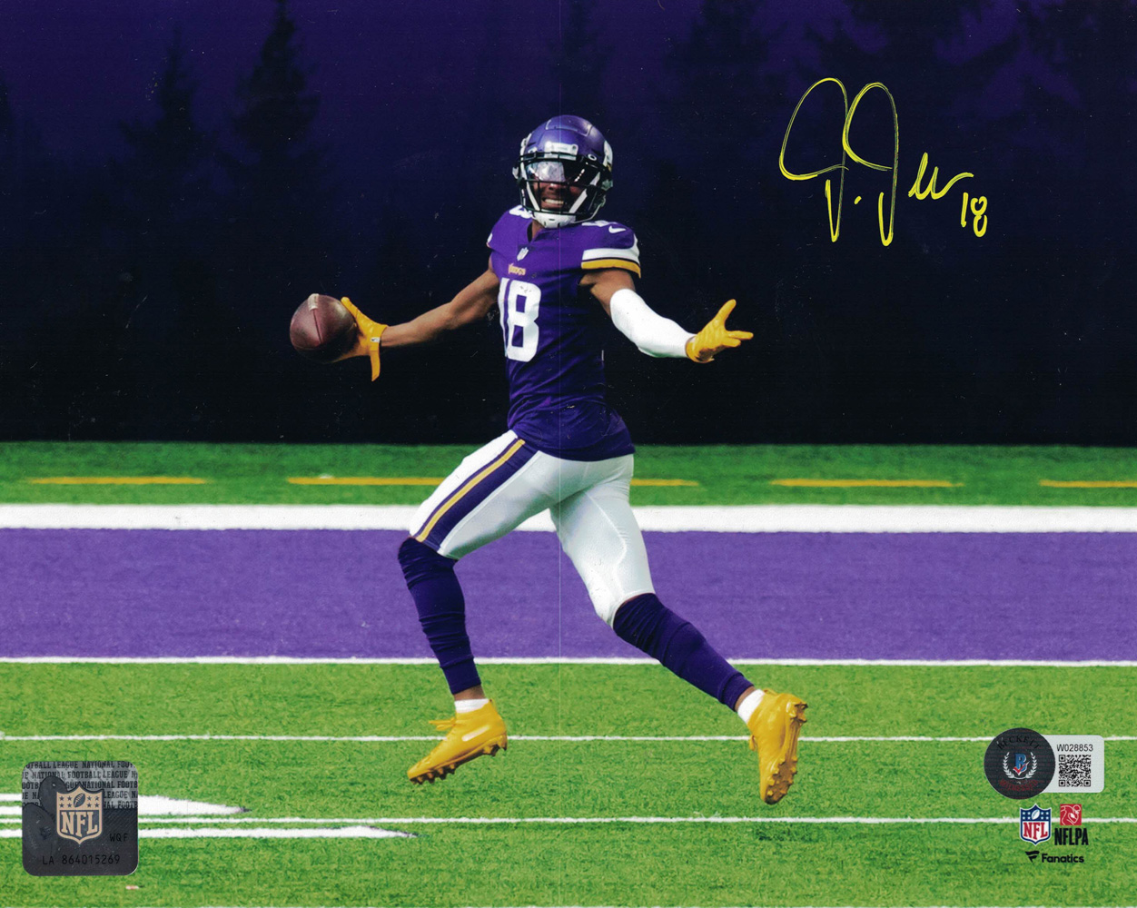 Justin Jefferson Autographed/Signed Minnesota Vikings 8×10 Photo