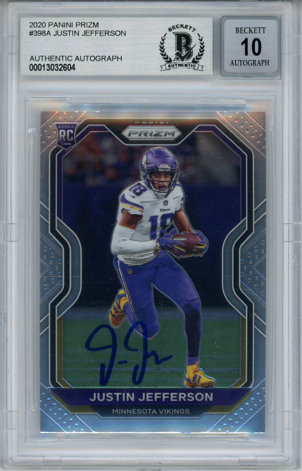 Justin Jefferson Autographed 2020 Panini Prizm Rookie Card #398 Bas ...
