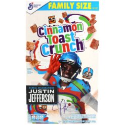 Justin Jefferson Autographed Minnesota Vikings Cereal Box Beckett Witness 52888