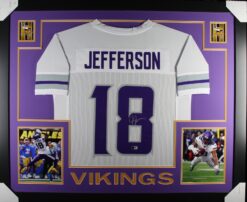 Justin Jefferson Autographed Pro Style Alt XL Framed Jersey 35x43 Beckett 53751