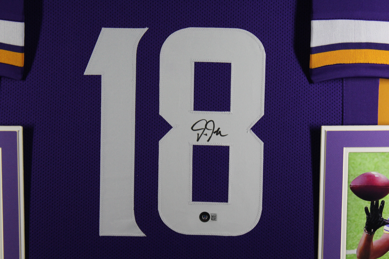 Justin Jefferson Autographed Framed Pro Style Purple XL Jersey Beckett