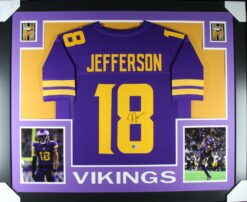 Justin Jefferson Autographed Pro Style Purple XL Framed Jersey Beckett 51217 