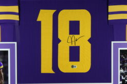 Justin Jefferson Autographed Pro Style Purple XL Framed Jersey Beckett 51217