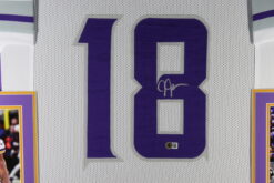 Justin Jefferson Autographed Pro Style White XL Framed Jersey Beckett 51219