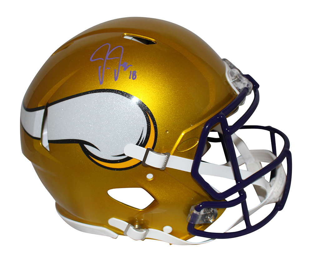 Justin Jefferson Autographed Minnesota Vikings Authentic Flash Helmet BAS