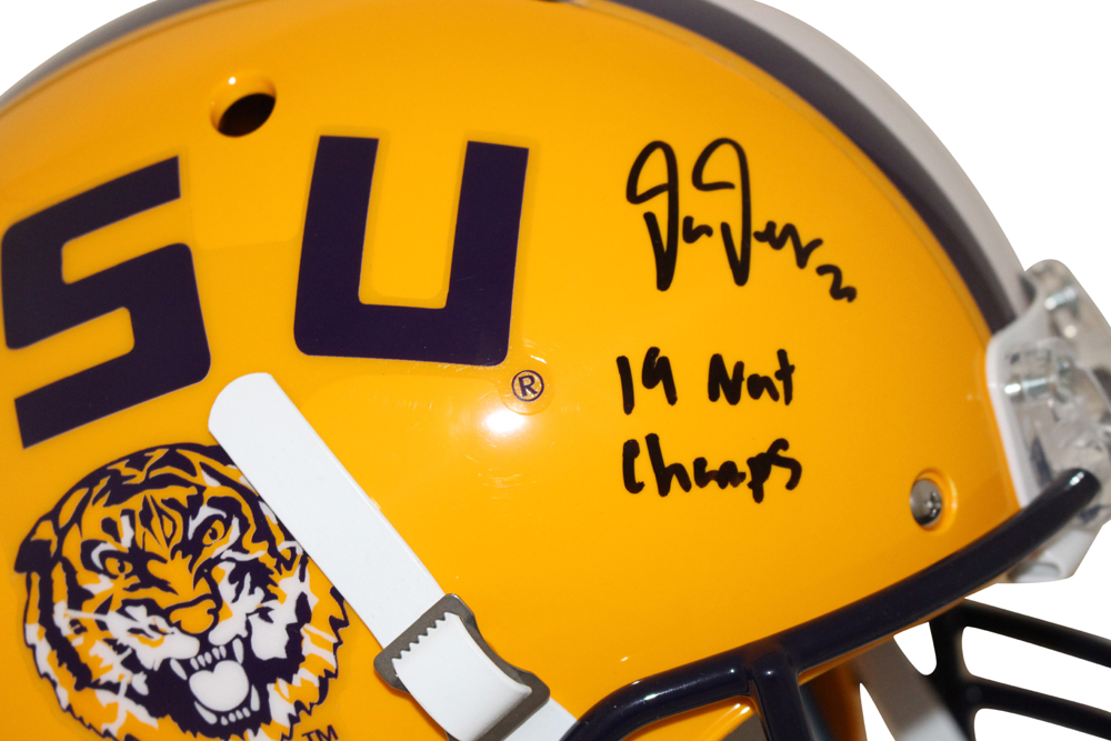 Justin Jefferson Autographed LSU Tigers F/S Schutt Helmet 2020 Champs BAS 28508