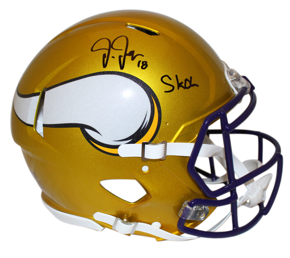 Justin Jefferson Signed Vikings Authentic Flash Helmet SKOL Beckett