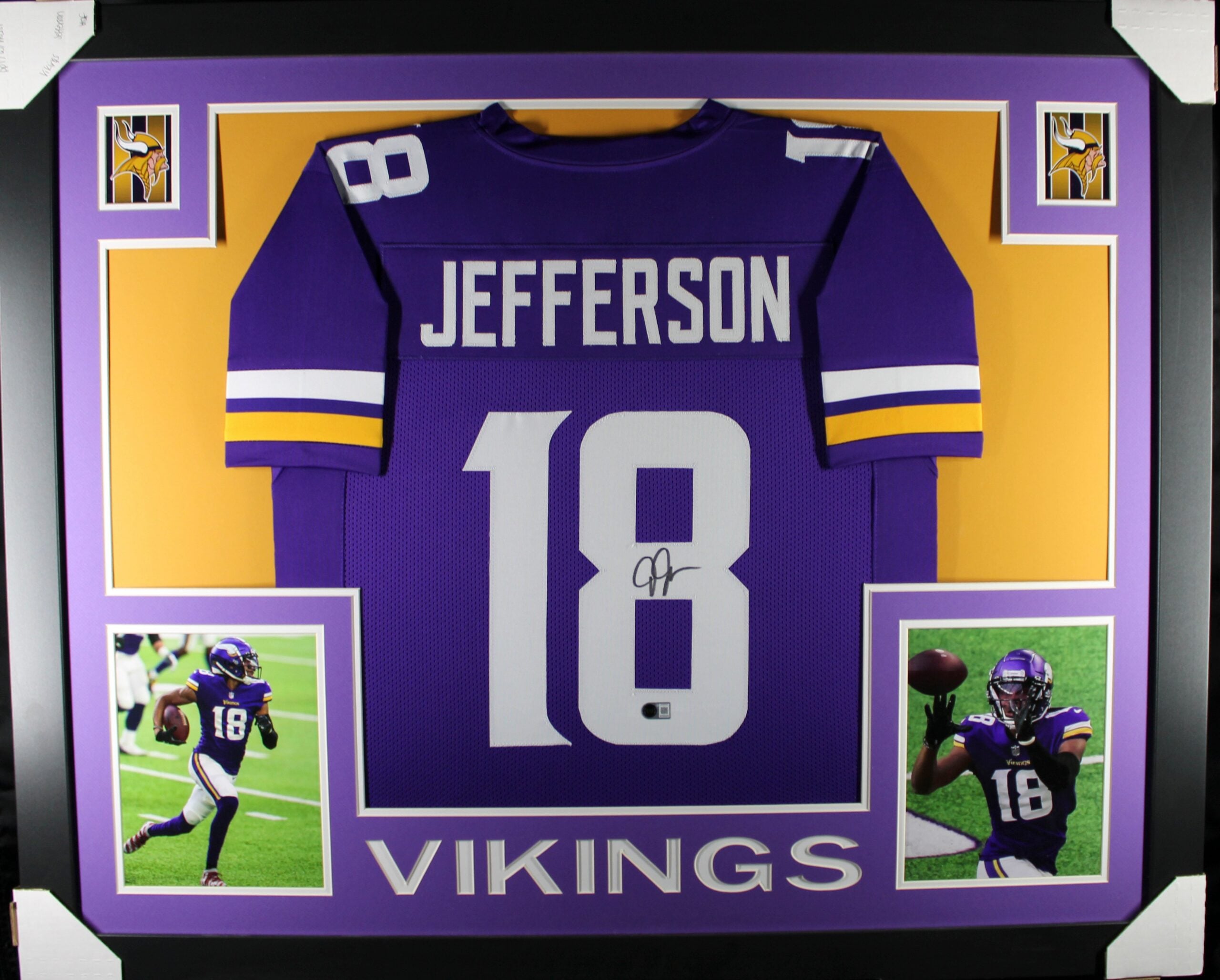 Justin Jefferson Signed Minnesota Vikings Framed Jersey Purple #8 BAS 58645 1 Justin Jefferson Signed Minnesota Vikings Framed Jersey Purple #8 BAS 58645