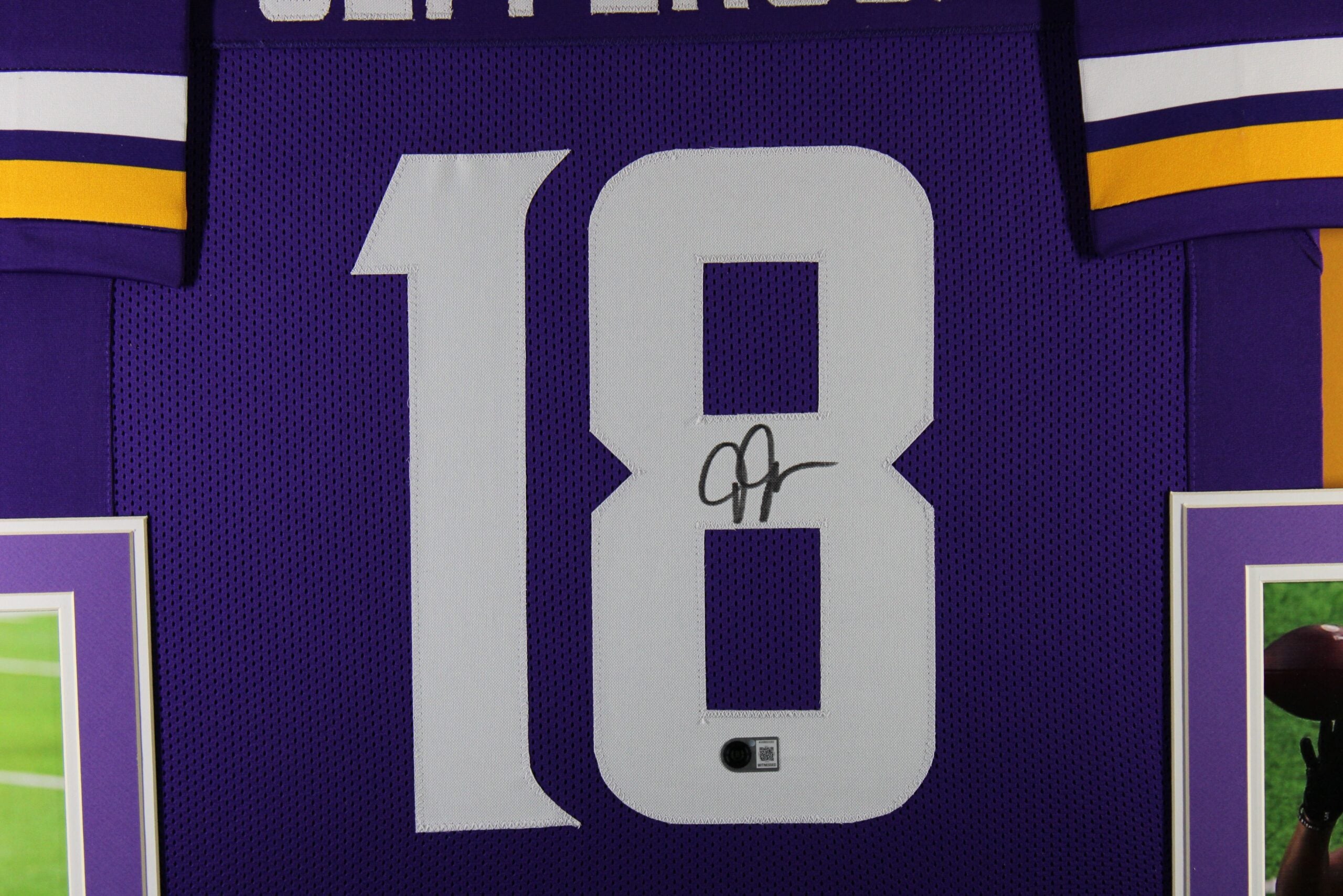 Justin Jefferson Signed Minnesota Vikings Framed Jersey Purple #8 BAS 58645 2 Justin Jefferson Signed Minnesota Vikings Framed Jersey Purple #8 BAS 58645