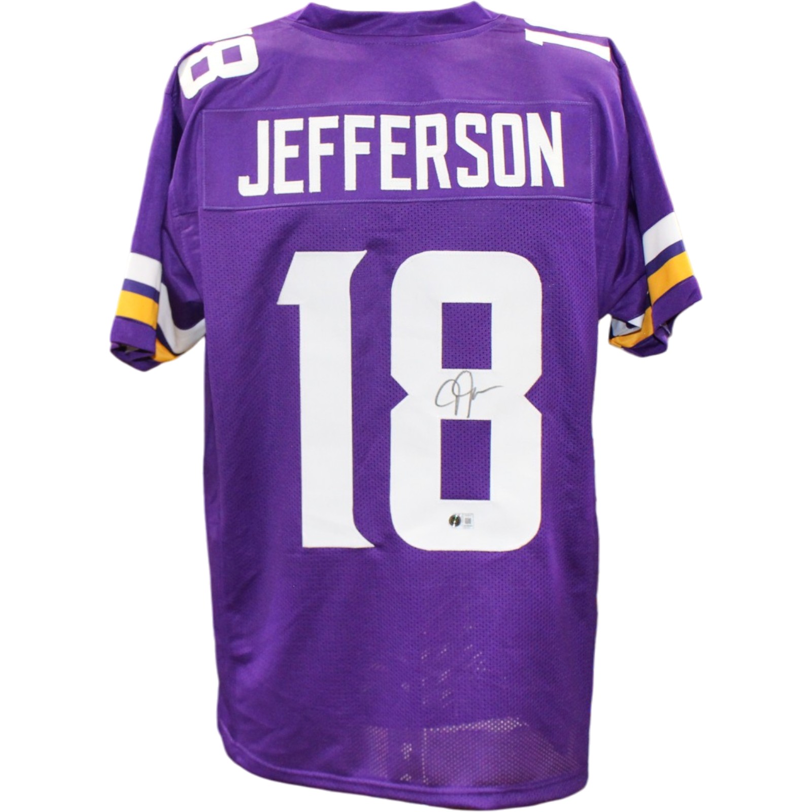 Justin Jefferson Autographed Pro Style Sz XL Purple Jersey Beckett Witness 57919 1 Justin Jefferson Autographed Pro Style Sz XL Purple Jersey Beckett Witness 57919