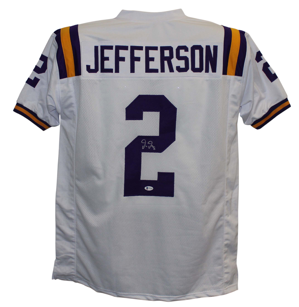 Justin Jefferson Autographed/Signed College Style White XL Jersey BAS