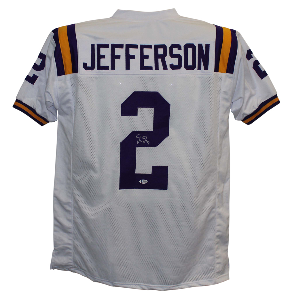 Justin Jefferson Autographed/Signed College Style White XL Jersey BAS 27709