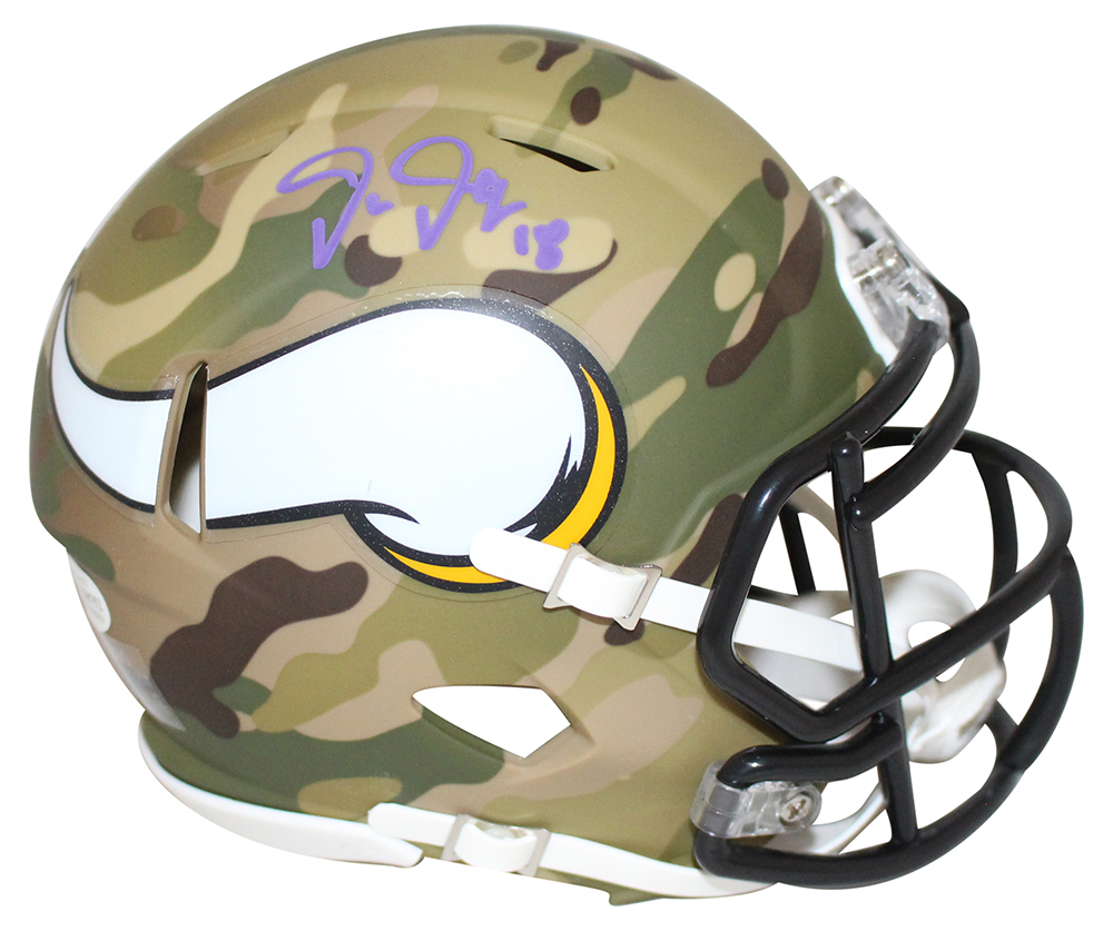 Justin Jefferson Autographed Minnesota Vikings Camo Mini Helmet BAS 29881