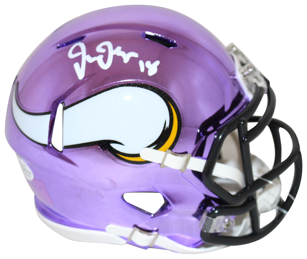 Justin Jefferson Autographed Minnesota Vikings Chrome Mini Helmet BAS 27713