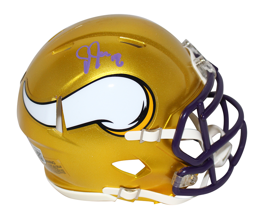 Justin Jefferson Autographed Minnesota Vikings Flash Mini Helmet BAS