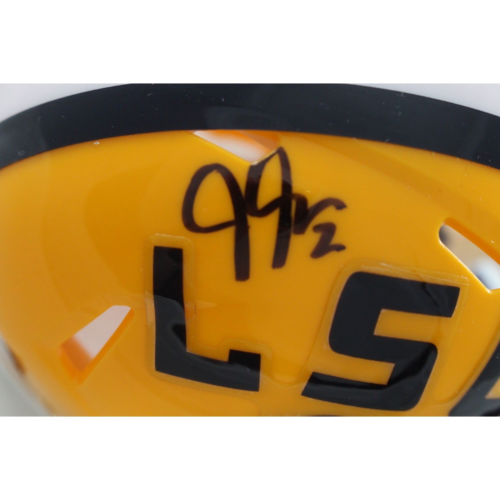 Justin Jefferson Autographed/Signed LSU Tigers Mini Helmet Beckett Witness 58217 2 Justin Jefferson Autographed/Signed LSU Tigers Mini Helmet Beckett Witness 58217