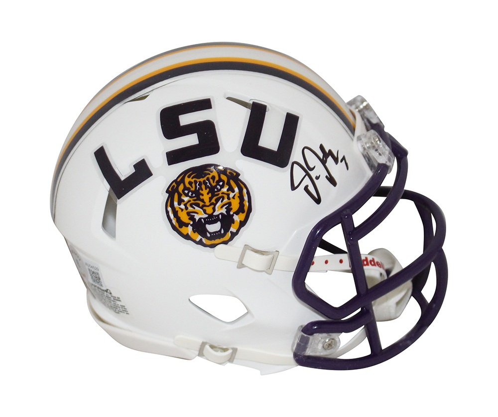 Justin Jefferson Autographed LSU Tigers White Speed Mini Helmet BAS 31604