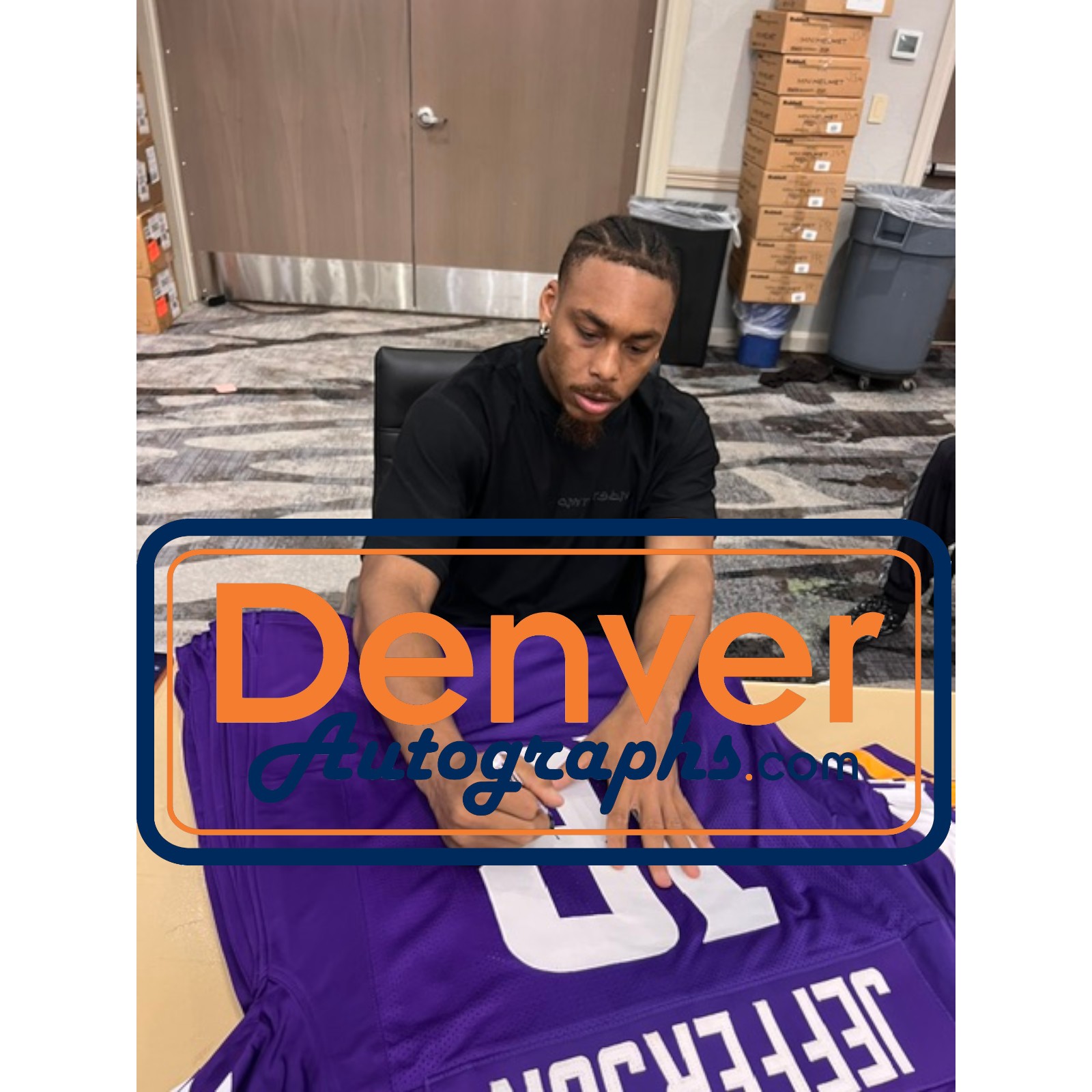 Justin Jefferson Autographed Pro Style Sz XL Purple Jersey Beckett Witness 57919 5 Justin Jefferson Autographed Pro Style Sz XL Purple Jersey Beckett Witness 57919