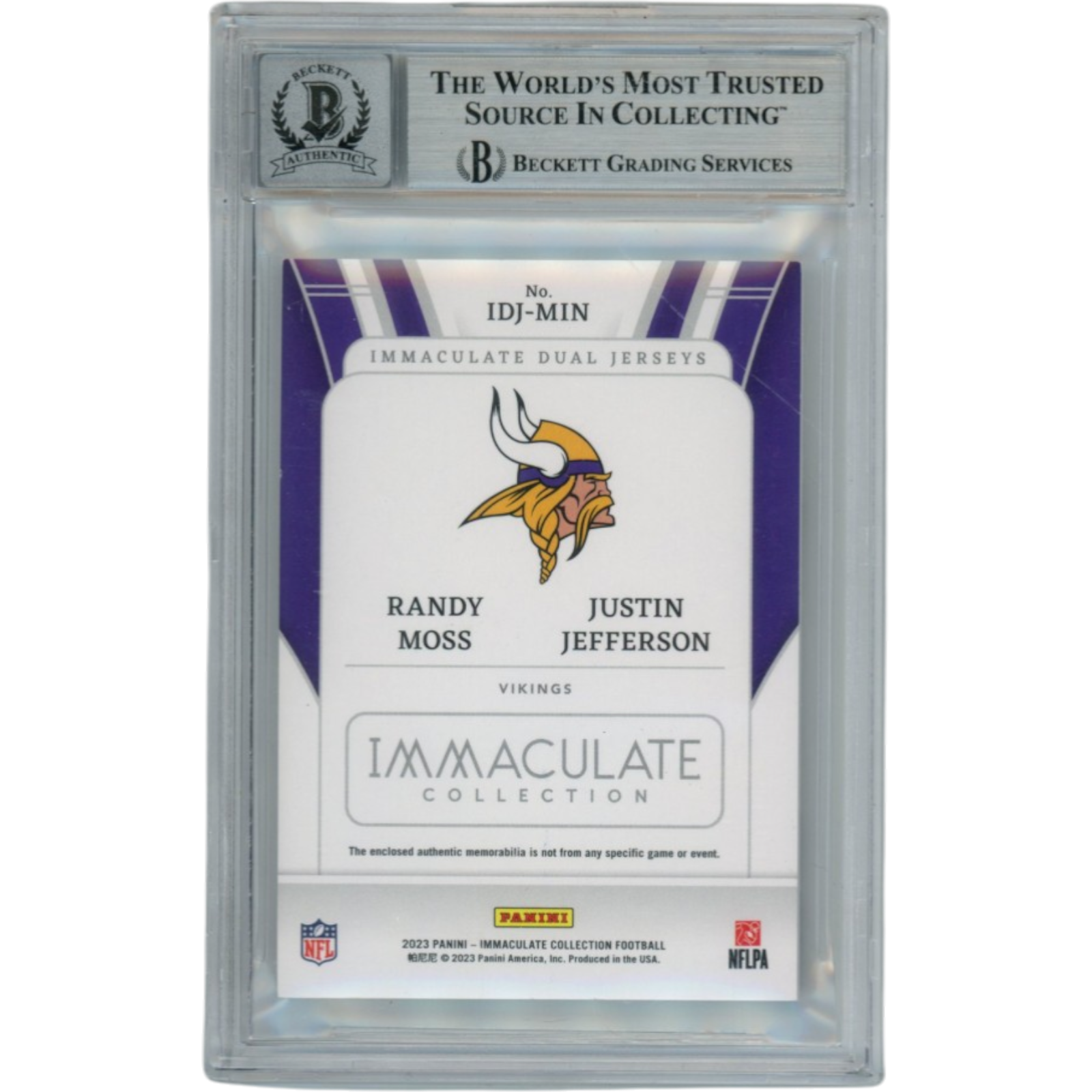 Randy Moss Justin Jefferson Signed Panini Immaculate Trading Card Beckett 53707