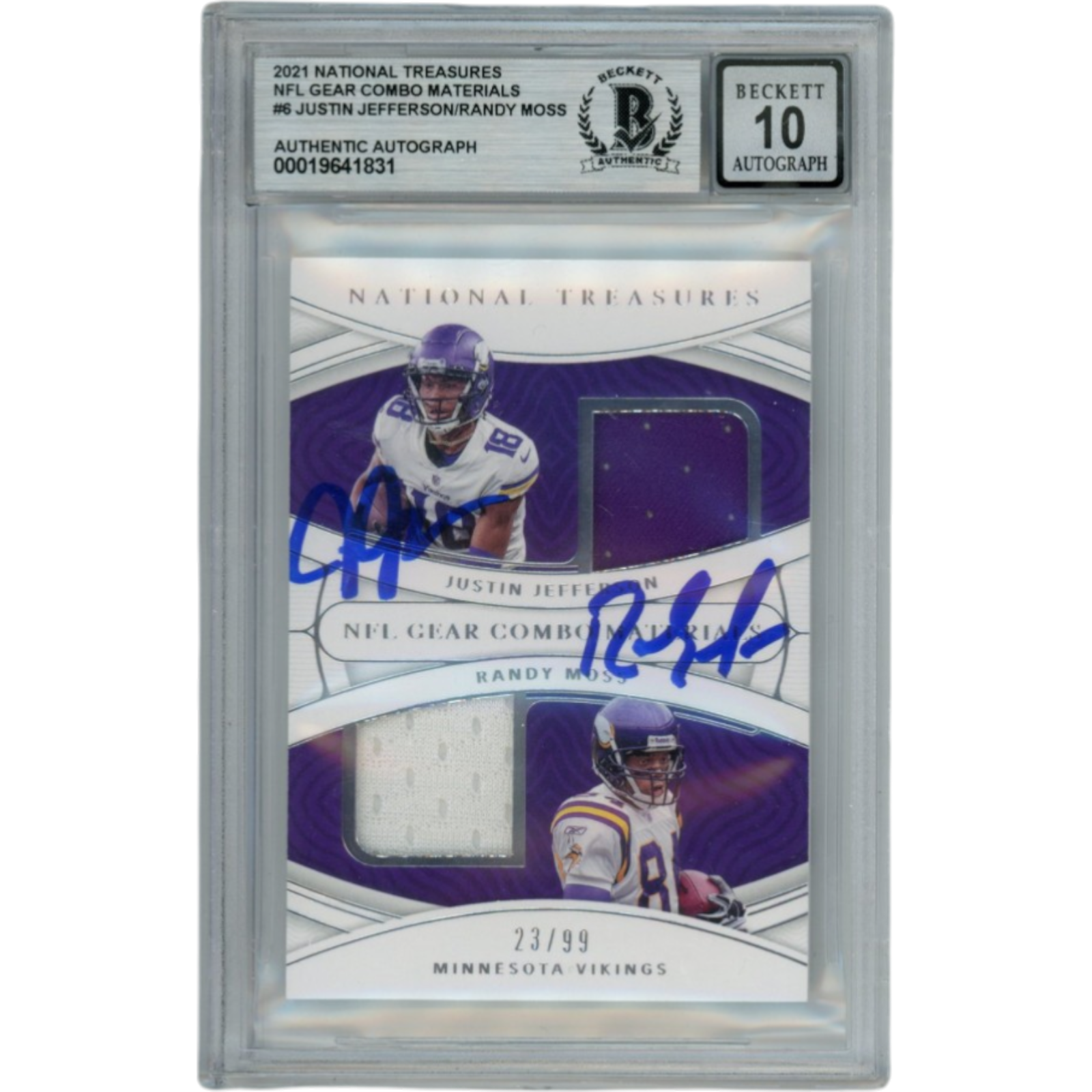 Randy Moss Justin Jefferson Signed National Treasure Trading Card Beckett 53862