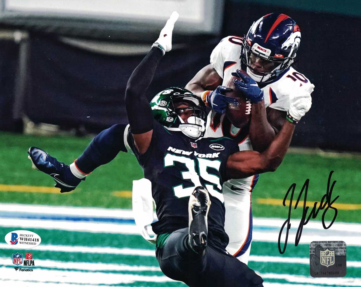 Jerry Jeudy Autographed/Signed Denver Broncos 8x10 Photo BAS 31632
