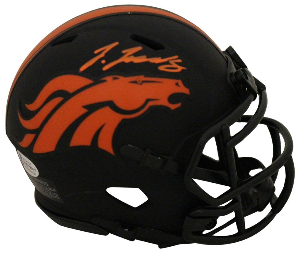 Jerry Jeudy Autographed/Signed Denver Broncos Eclipse Mini Helmet BAS 28958
