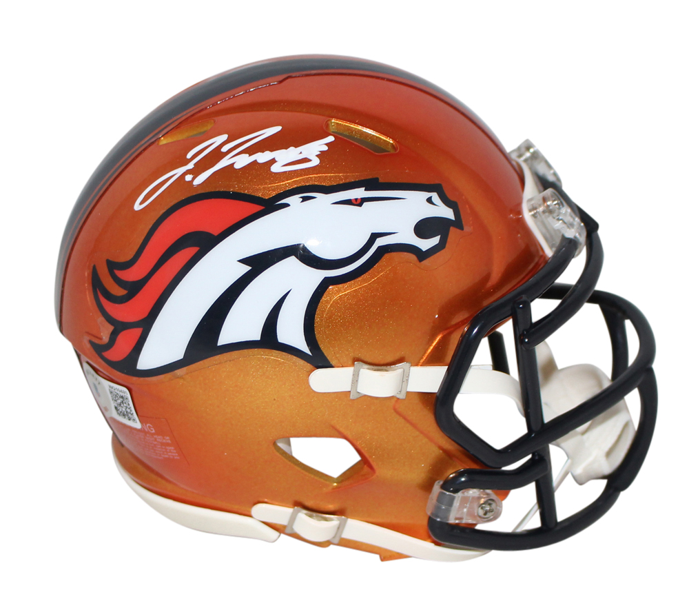 Jerry Jeudy Autographed/Signed Denver Broncos Flash Mini Helmet BAS