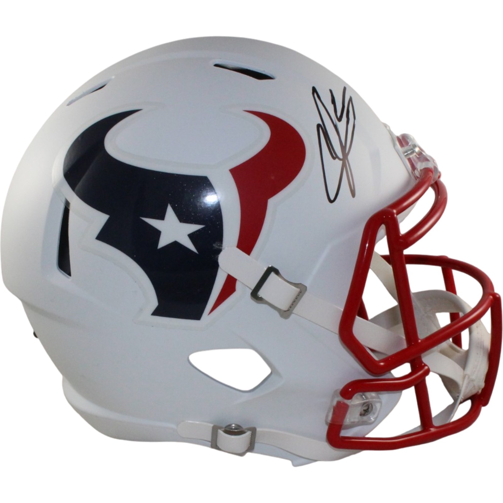 Andre Johnson Autographed Houston Texans F/S Flat White Helmet Beckett Witness 55466
