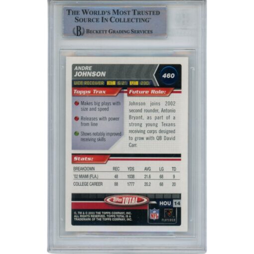 Andre Johnson Signed 2003 Topps Total #460 Slabbed Trading Card Beckett 49350