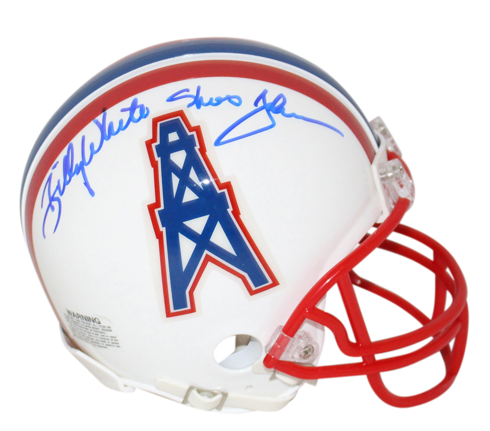 Billy White Shoes Johnson Autographed Houston Oilers Mini Helmet BAS 32457