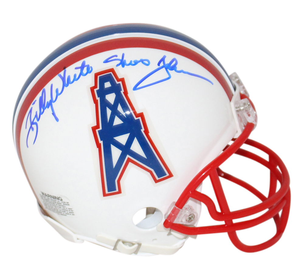 Billy White Shoes Johnson Autographed Houston Oilers Mini Helmet BAS