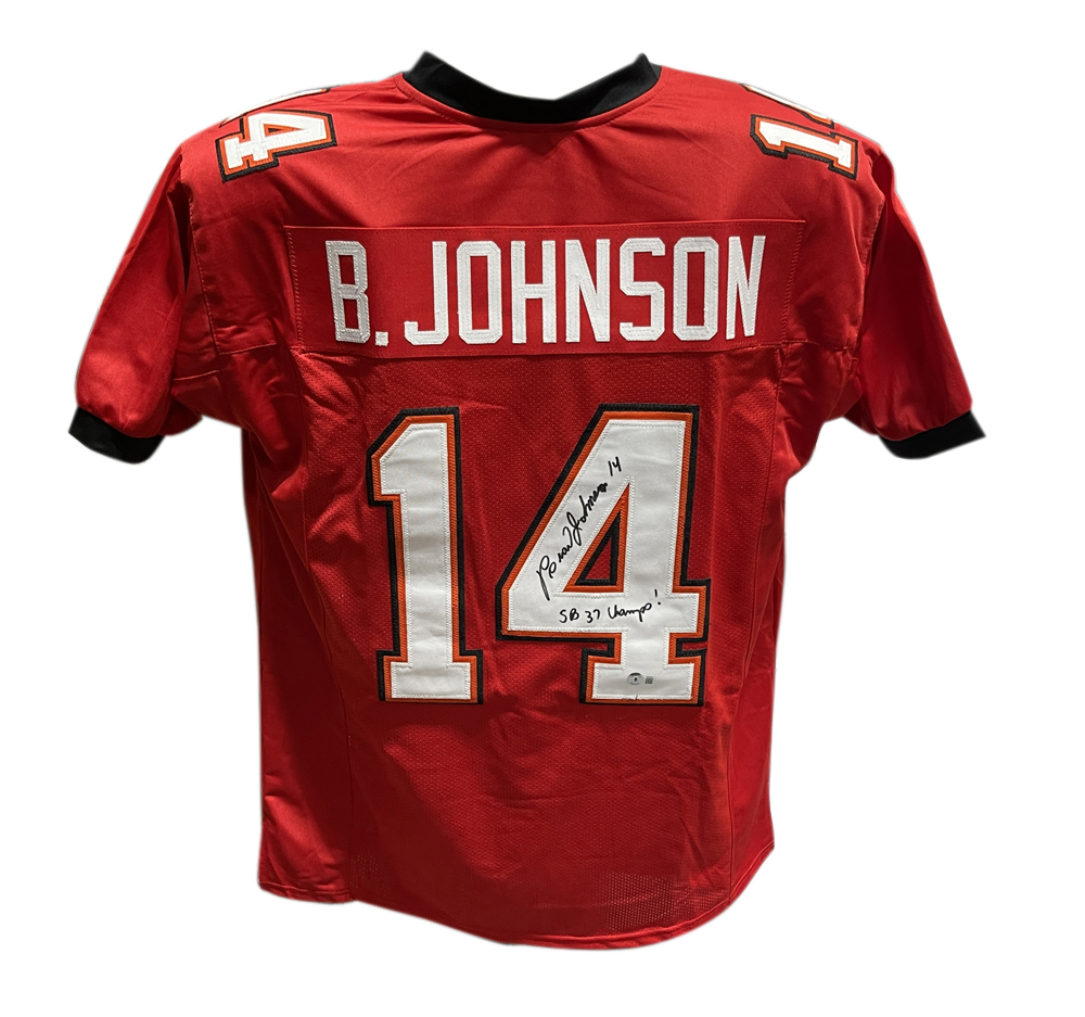Brad Johnson Autographed/Signed Pro Style Jersey Red SB Champs Beckett