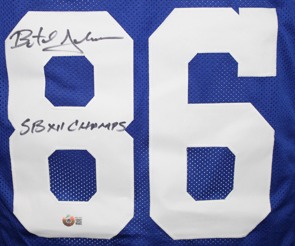 Butch Johnson Autographed/Signed Pro Style Blue XL Jersey SB Champs BAS