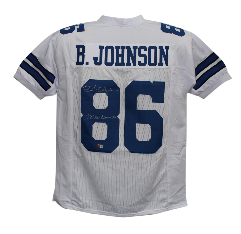 Butch Johnson Autographed/Signed Pro Style White XL Jersey SB Champs BAS