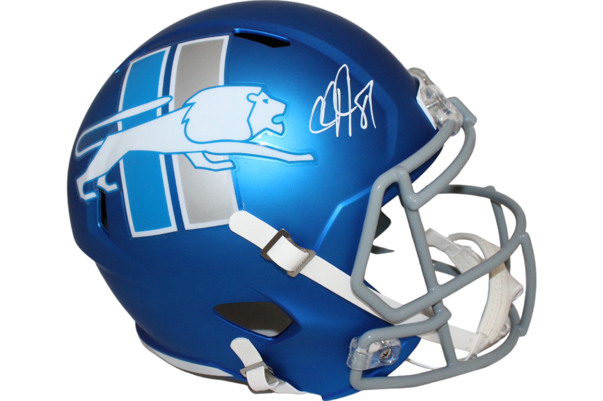 Calvin Johnson Autographed/Signed Detroit F/S 22 Alt Helmet Beckett